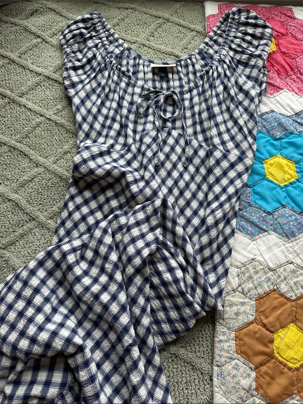 Universal Thread Navy and White Gingham Maxi Dress